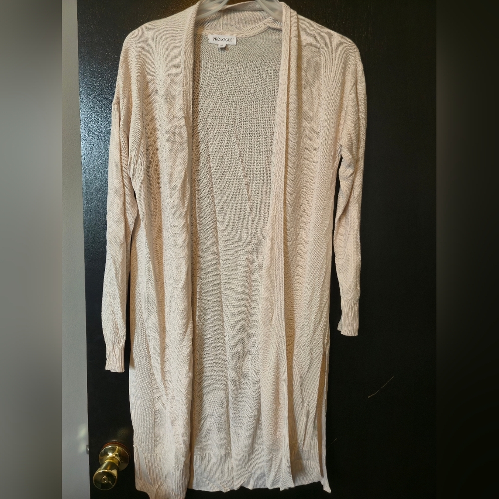 Prologue Women's Beige Open Front Cardigan XS